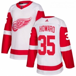 Youth Adidas Detroit Red Wings 35 Jimmy Howard Authentic White Away NHL Jersey 