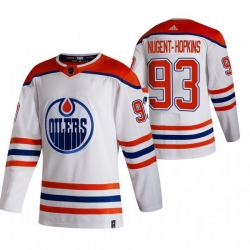 Men Edmonton Oilers 93 Ryan Nugent Hopkins White Adidas 2020 21 Reverse Retro Alternate NHL Jersey