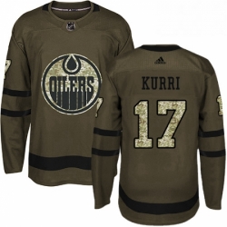 Mens Adidas Edmonton Oilers 17 Jari Kurri Authentic Green Salute to Service NHL Jersey 