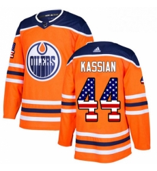 Mens Adidas Edmonton Oilers 44 Zack Kassian Authentic Orange USA Flag Fashion NHL Jersey 