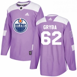 Mens Adidas Edmonton Oilers 62 Eric Gryba Authentic Purple Fights Cancer Practice NHL Jersey 