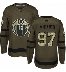 Mens Adidas Edmonton Oilers 97 Connor McDavid Authentic Green Salute to Service NHL Jersey 