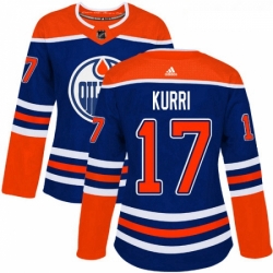 Womens Adidas Edmonton Oilers 17 Jari Kurri Authentic Royal Blue Alternate NHL Jersey 