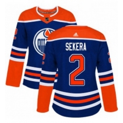 Womens Adidas Edmonton Oilers 2 Andrej Sekera Authentic Royal Blue Alternate NHL Jersey 