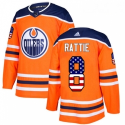 Youth Adidas Edmonton Oilers 8 Ty Rattie Authentic Orange USA Flag Fashion NHL Jersey 