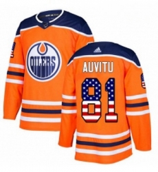 Youth Adidas Edmonton Oilers 81 Yohann Auvitu Authentic Orange USA Flag Fashion NHL Jersey 