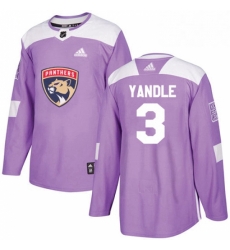 Mens Adidas Florida Panthers 3 Keith Yandle Authentic Purple Fights Cancer Practice NHL Jersey 