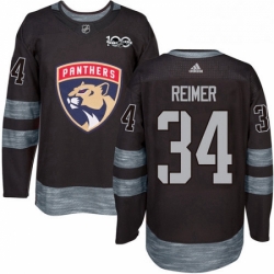 Mens Adidas Florida Panthers 34 James Reimer Authentic Black 1917 2017 100th Anniversary NHL Jersey 