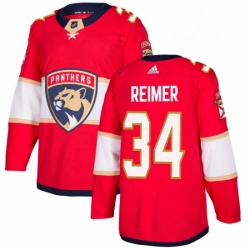 Mens Adidas Florida Panthers 34 James Reimer Premier Red Home NHL Jersey 