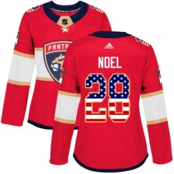 Womens Adidas Florida Panthers 28 Serron Noel Authentic Red USA Flag Fashion NHL Jersey 