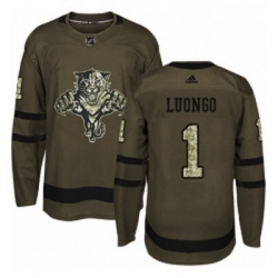 Youth Adidas Florida Panthers 1 Roberto Luongo Premier Green Salute to Service NHL Jersey 