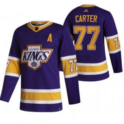 Men Los Angeles Kings 77 Jeff Carter Black Adidas 2020 21 Reverse Retro Alternate NHL Jersey