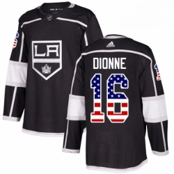 Mens Adidas Los Angeles Kings 16 Marcel Dionne Authentic Black USA Flag Fashion NHL Jersey 