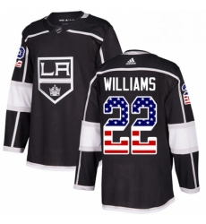 Mens Adidas Los Angeles Kings 22 Tiger Williams Authentic Black USA Flag Fashion NHL Jersey 