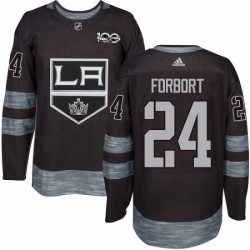 Mens Adidas Los Angeles Kings 24 Derek Forbort Authentic Black 1917 2017 100th Anniversary NHL Jersey 