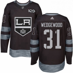 Mens Adidas Los Angeles Kings 31 Scott Wedgewood Authentic Black 1917 2017 100th Anniversary NHL Jersey 