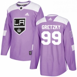 Mens Adidas Los Angeles Kings 99 Wayne Gretzky Authentic Purple Fights Cancer Practice NHL Jersey 