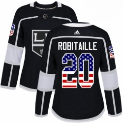 Womens Adidas Los Angeles Kings 20 Luc Robitaille Authentic Black USA Flag Fashion NHL Jersey 