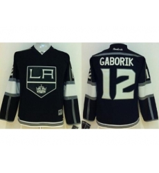 Kids Los Angeles Kings 12 Marian Gaborik Black NHL Jerseys