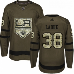 Youth Adidas Los Angeles Kings 38 Paul LaDue Authentic Green Salute to Service NHL Jersey 