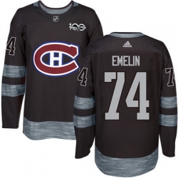 Canadiens #74 Alexei Emelin Black 1917 2017 100th Anniversary Stitched NHL Jersey