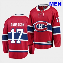 Men Montreal Canadiens 17 Josh Anderson 2020 21 Home Men Red Breakaway Player Jersey