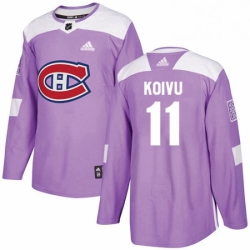 Mens Adidas Montreal Canadiens 11 Saku Koivu Authentic Purple Fights Cancer Practice NHL Jersey 