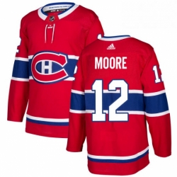 Mens Adidas Montreal Canadiens 12 Dickie Moore Premier Red Home NHL Jersey 