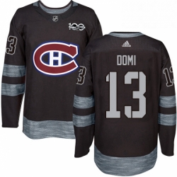 Mens Adidas Montreal Canadiens 13 Max Domi Authentic Black 1917 2017 100th Anniversary NHL Jersey 