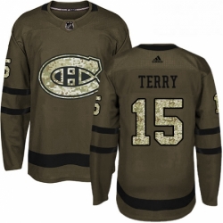 Mens Adidas Montreal Canadiens 15 Chris Terry Authentic Green Salute to Service NHL Jersey 