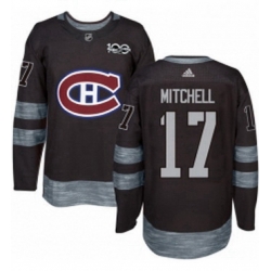 Mens Adidas Montreal Canadiens 17 Torrey Mitchell Premier Black 1917 2017 100th Anniversary NHL Jersey 