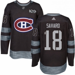 Mens Adidas Montreal Canadiens 18 Serge Savard Premier Black 1917 2017 100th Anniversary NHL Jersey 