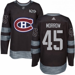 Mens Adidas Montreal Canadiens 45 Joe Morrow Authentic Black 1917 2017 100th Anniversary NHL Jersey 