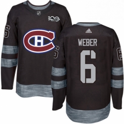 Mens Adidas Montreal Canadiens 6 Shea Weber Authentic Black 1917 2017 100th Anniversary NHL Jersey 