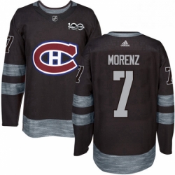 Mens Adidas Montreal Canadiens 7 Howie Morenz Authentic Black 1917 2017 100th Anniversary NHL Jersey 