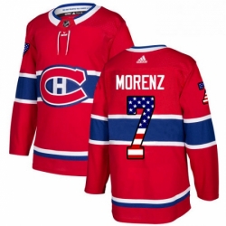 Mens Adidas Montreal Canadiens 7 Howie Morenz Authentic Red USA Flag Fashion NHL Jersey 