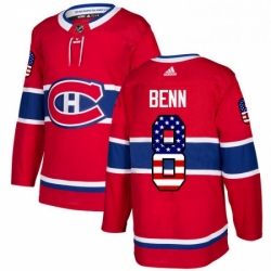 Mens Adidas Montreal Canadiens 8 Jordie Benn Authentic Red USA Flag Fashion NHL Jersey 