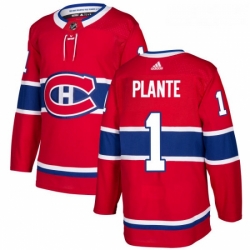 Youth Adidas Montreal Canadiens 1 Jacques Plante Authentic Red Home NHL Jersey 