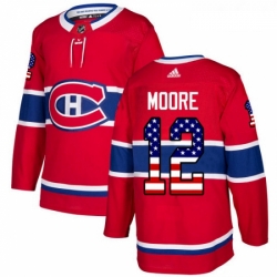 Youth Adidas Montreal Canadiens 12 Dickie Moore Authentic Red USA Flag Fashion NHL Jersey 