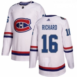 Youth Adidas Montreal Canadiens 16 Henri Richard Authentic White 2017 100 Classic NHL Jersey 