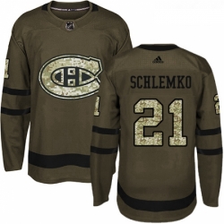 Youth Adidas Montreal Canadiens 21 David Schlemko Authentic Green Salute to Service NHL Jersey 