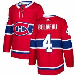 Youth Adidas Montreal Canadiens 4 Jean Beliveau Authentic Red Home NHL Jersey 