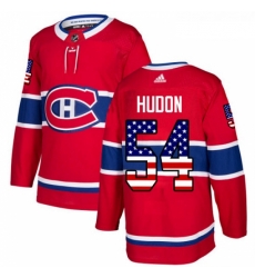 Youth Adidas Montreal Canadiens 54 Charles Hudon Authentic Red USA Flag Fashion NHL Jersey 