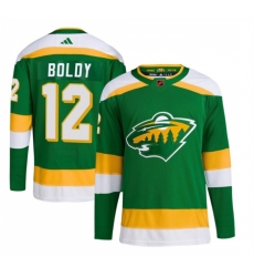 Men Minnesota Wild 12 Matt Boldy Green 2022 23 Reverse Retro Stitched Jersey