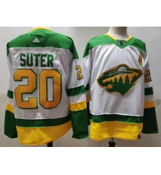 Men Minnesota Wild 20 Ryan Suter White 2020 21 Reverse Retro Adidas Jersey