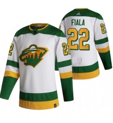 Men Minnesota Wild 22 Kevin Fiala White Adidas 2020 21 Reverse Retro Alternate NHL Jersey