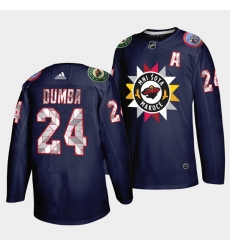 Men Minnesota Wild 24 Matt Dumba 2021 22 Navy Native American Heritage Day Stitched Jersey