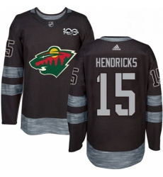 Mens Adidas Minnesota Wild 15 Matt Hendricks Authentic Black 1917 2017 100th Anniversary NHL Jersey 