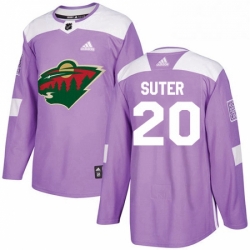 Mens Adidas Minnesota Wild 20 Ryan Suter Authentic Purple Fights Cancer Practice NHL Jersey 