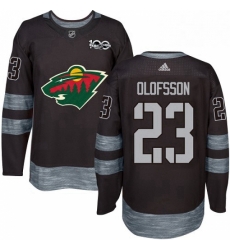 Mens Adidas Minnesota Wild 23 Gustav Olofsson Premier Black 1917 2017 100th Anniversary NHL Jersey 